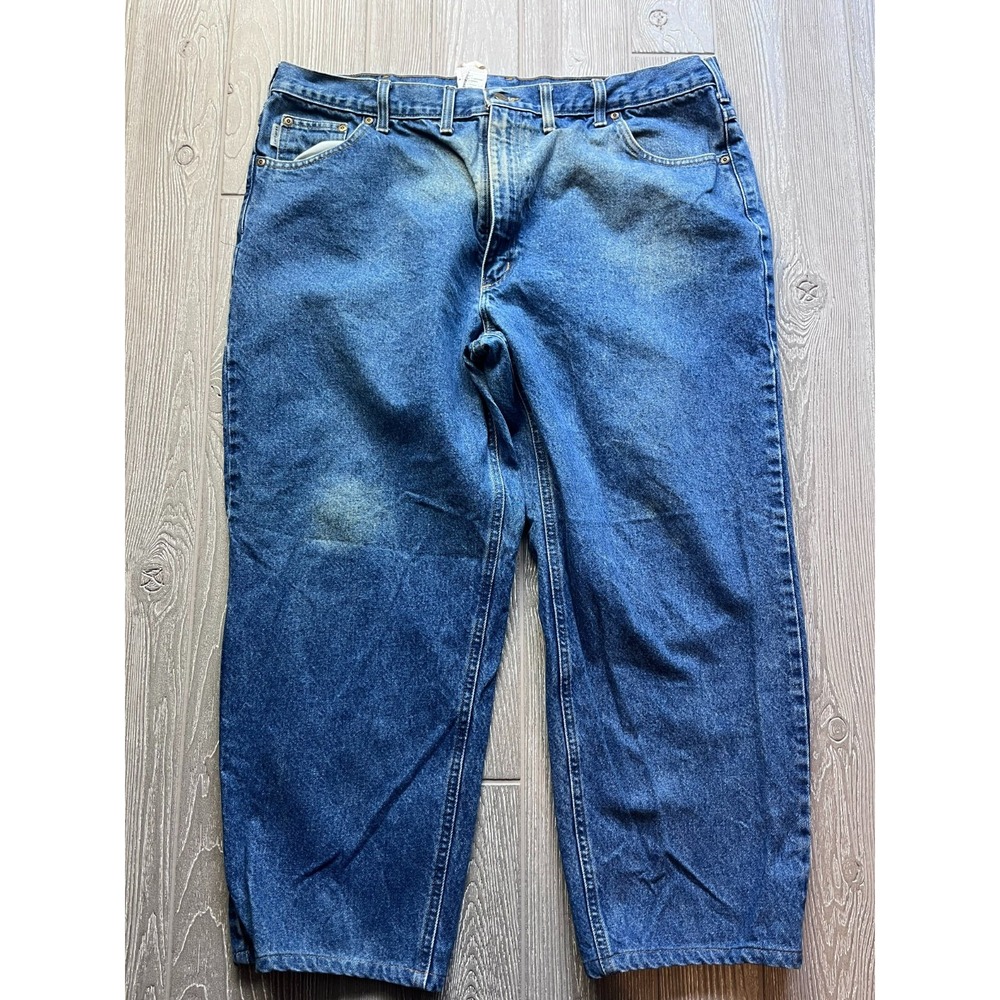 Carhartt B17 Relaxed Fit Jeans Mens 44x30 Hemmed to 44x26 Blue Workwear Denim